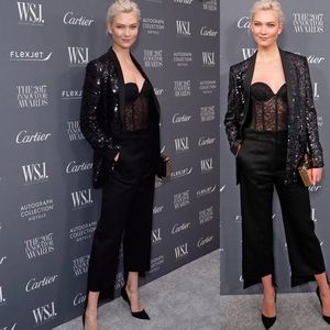 Walter Black Sequined Satin Button Up Jacket Black 
Size Medium